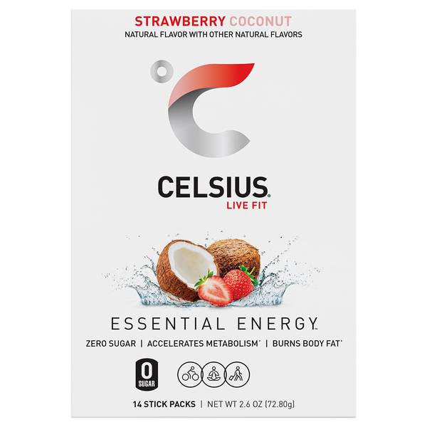 Celsius Live Fit Strawberry Coconut Energy Drink Packs - 14 ct