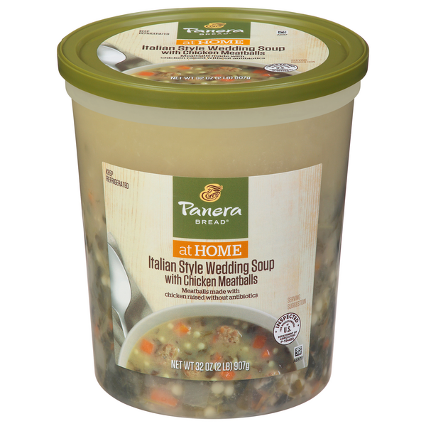 Save on Panera Bread Italian Style Wedding Soup with Chicken Meatballs