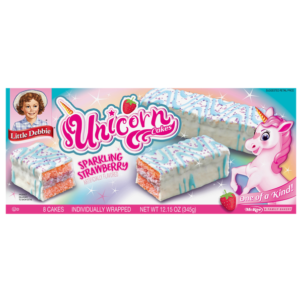 Little Debbie Sparkling Strawberry Unicorn Snack Cakes - 8 ct