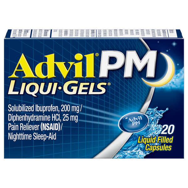 Advil PM Ibuprofen Pain Relief 200mg Liqui-Gels