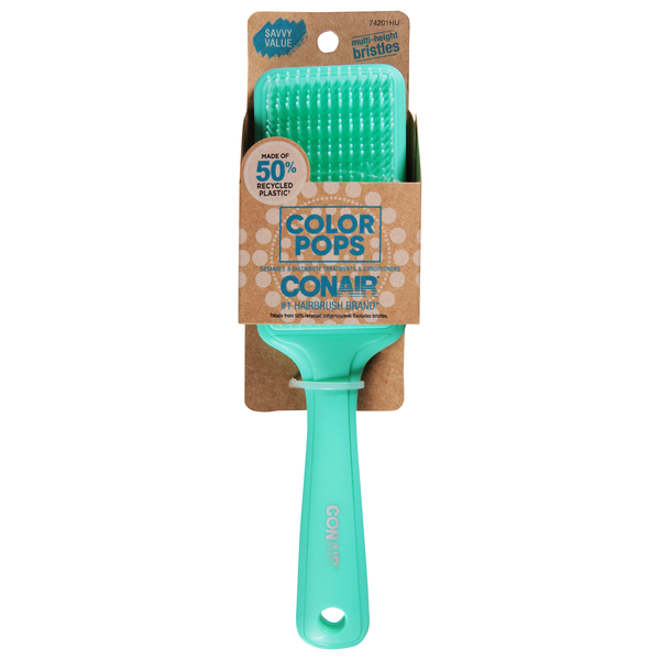 Scunci Color Pops Detangling Cushion Hair Brush Green