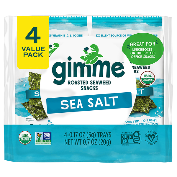 gimMe Organic Sea Salt Roasted Seaweed Snacks - 4 ct
