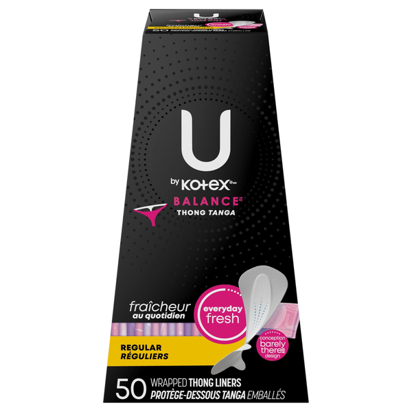 U by Kotex Balance Unscented Regular Wrapped Thong Liners