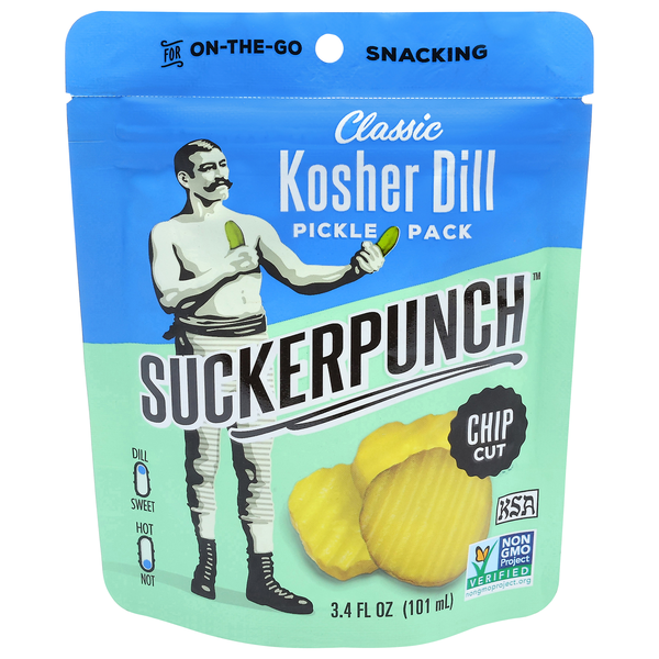 SuckerPunch Gourmet Classic Kosher Dill Pickle Chips On The Go Snacking