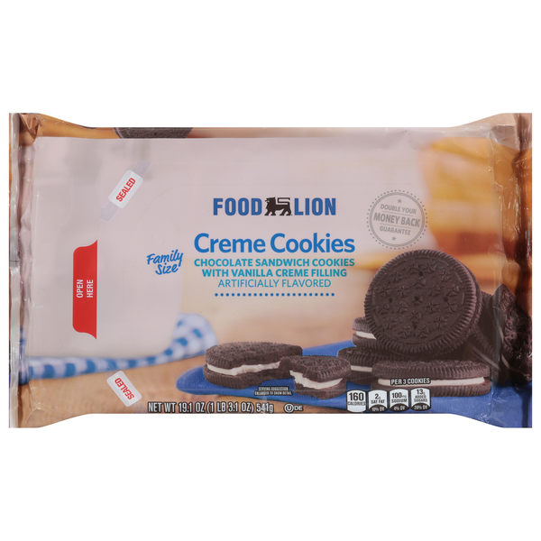 Food Lion Chocolate Sandwich Vanilla Creme Cookies Family Size