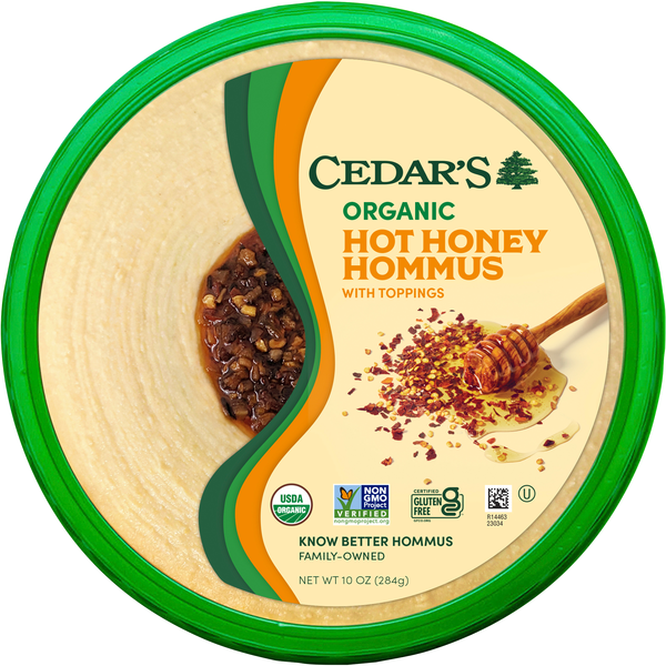 Cedar's Organic Gluten Free Hot Honey Hommus with Toppings
