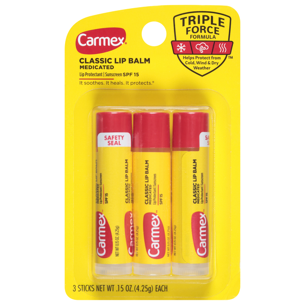 Carmex Lip Balm Medicated SPF 15 - 3 ct