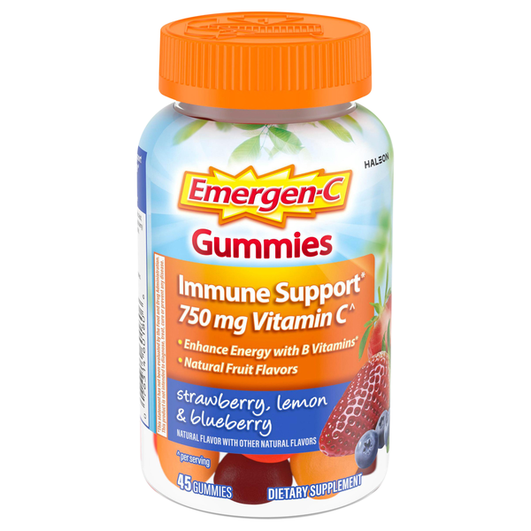 Emergen-C Immune Support Vitamin C Gummies Strawberry Lemon & Blueberry