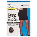 L'eggs Everyday Control Top Pantyhose Suntan Sheer Toe Plus Size