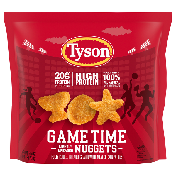 Tyson Game Time Lightly Breaded Chicken Nuggets Frozen