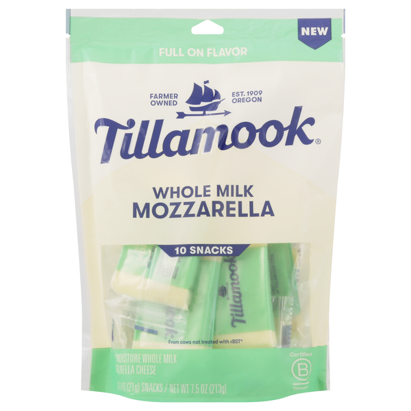 Tillamook Whole Milk Mozzarella Cheese Snacks - 10 ct