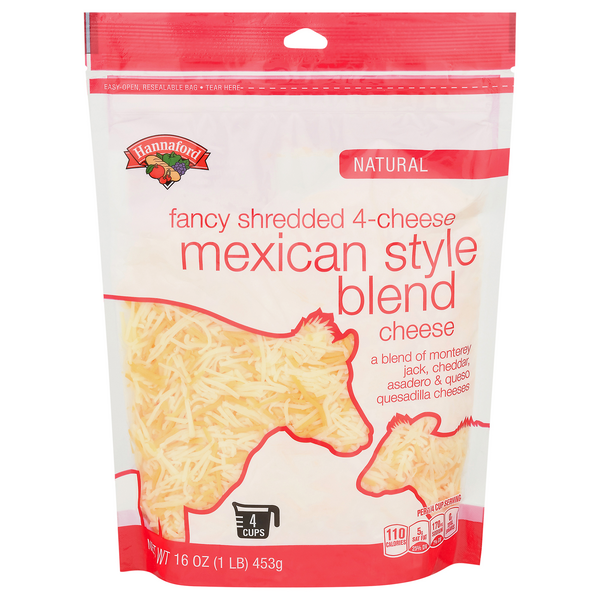 Hannaford Natural Fancy Shredded Mexican Style 4 Cheese Blend