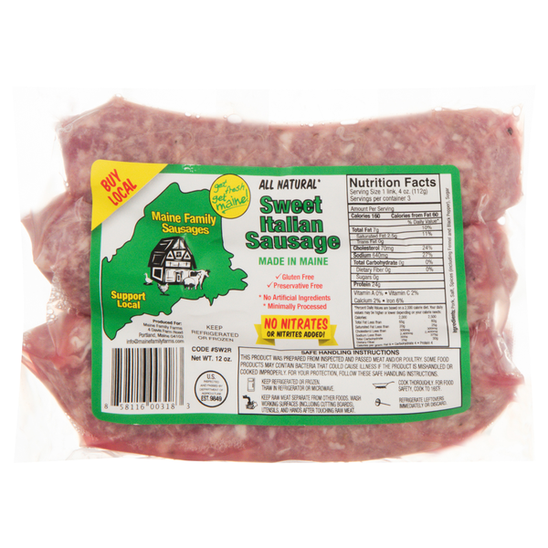 Maine Family Farms All Natural Sweet Italian Sausage - 3 ct