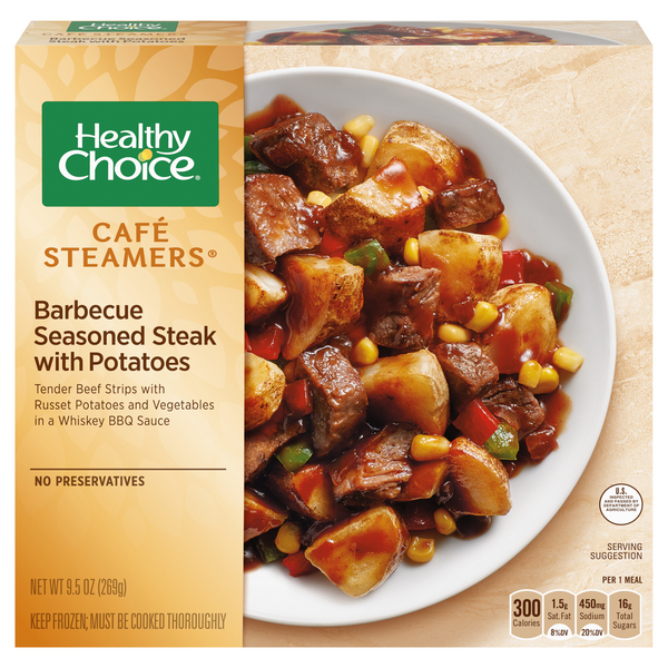 Healthy Choice Cafe Steamers BBQ Seasoned Steak with Potatoes Frozen Meal