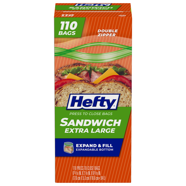 Hefty Double Zipper Extra Large Sandwich Bags