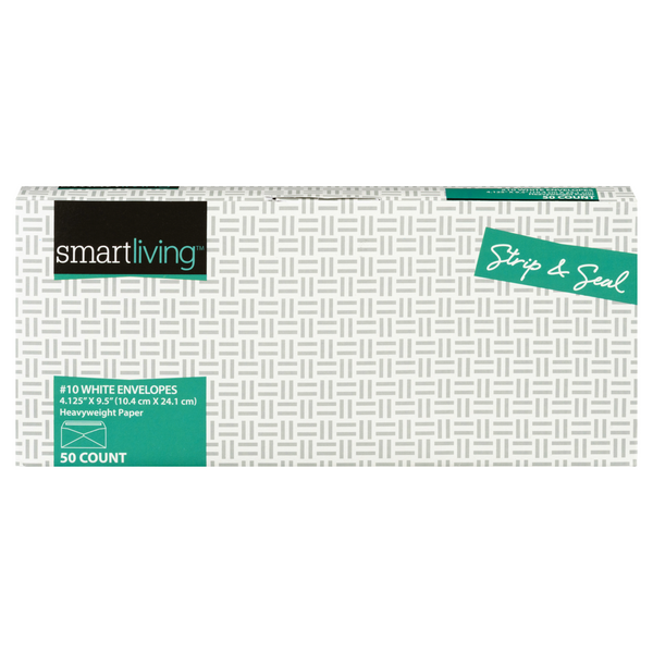Smart Living Strip & Seal Envelopes White #10 4.13 x 9.5 Inch