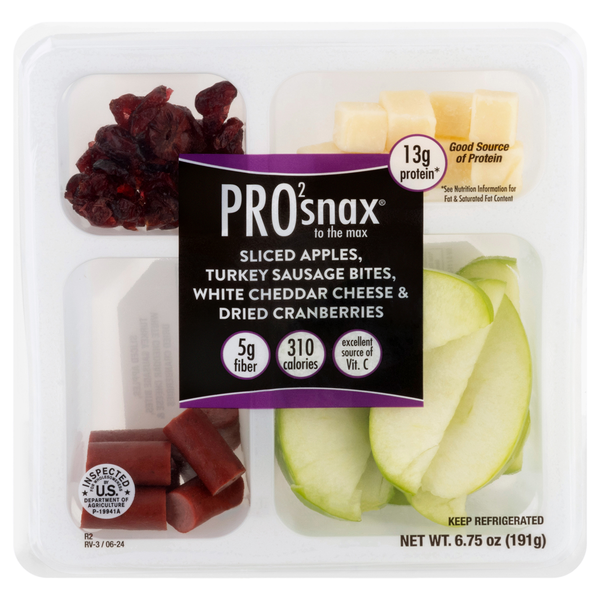 Pro2snax Apples Turkey Sausage Cheddar Cheese & Cranberries Snack Pack