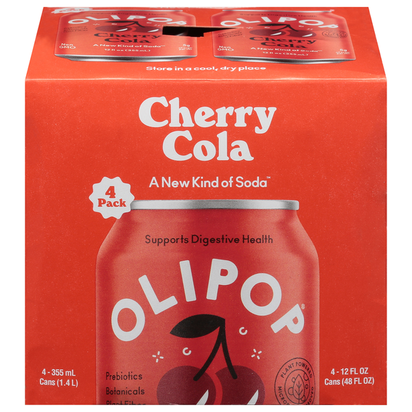 Olipop Cherry Cola Soda - 4 pk