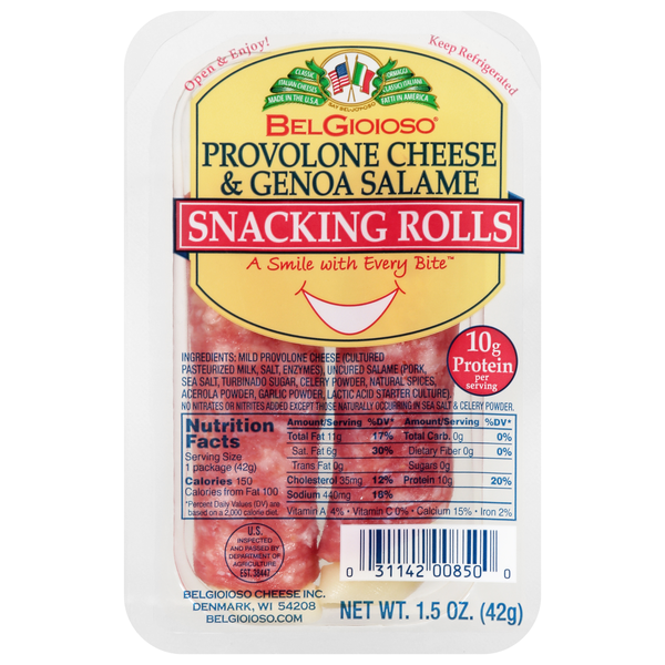 BelGioioso Provolone Cheese & Genoa Salame Snacking Rolls - 2 ct