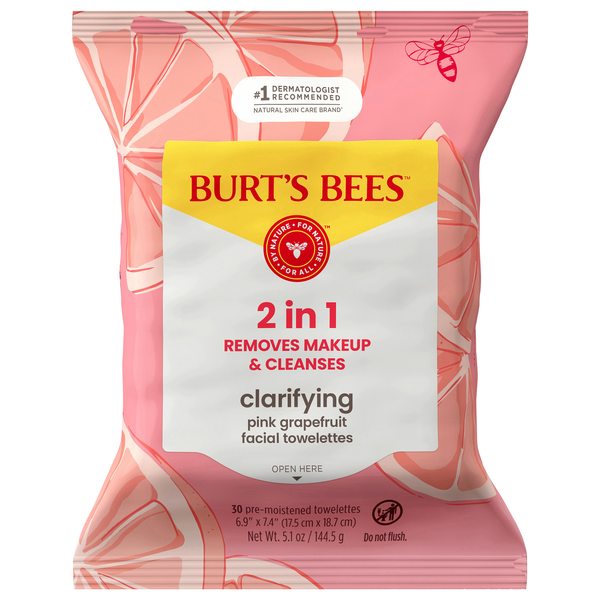 Burt's Bees Clarifying Facial Cleansing Towelettes with Pink Grapefruit