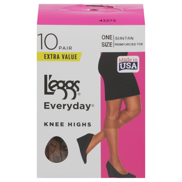 L'eggs Knee Highs Suntan Reinforced Toe One Size