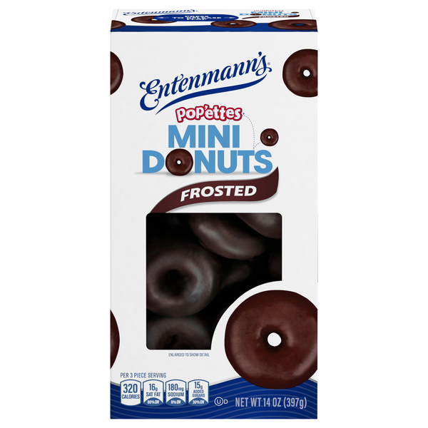 Entenmann's Pop'ettes Mini Frosted Chocolate Donuts