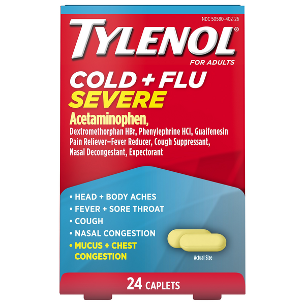 Save on Tylenol Adults Cold + Flu Severe Acetaminophen Pain Relief