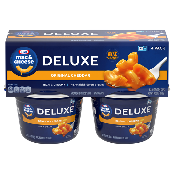 Kraft Deluxe Original Cheddar Mac & Cheese Dinner Microwaveable Cup - 4 ct