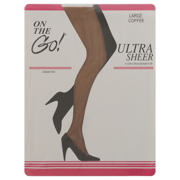 On the Go! Sheer Toe Pantyhose Coffee Size Large