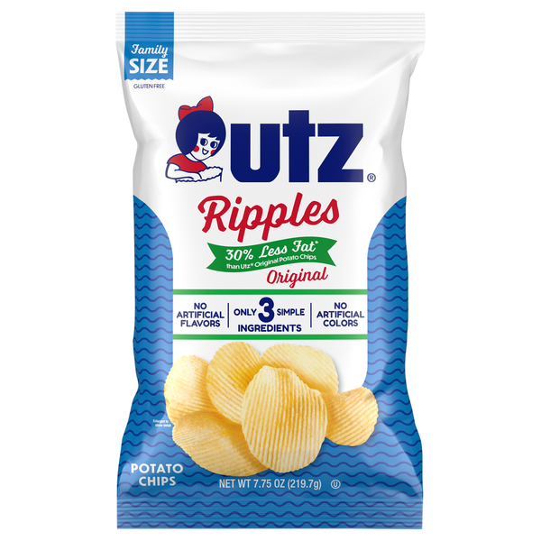Utz Reduced Fat Original Ripples Potato Chips Family Size