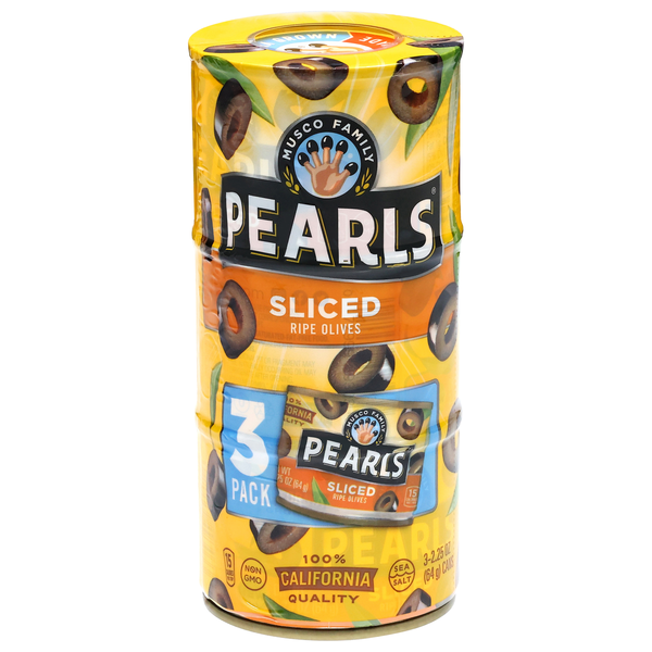 Pearls California Sliced Ripe Black Olives - 3 ct
