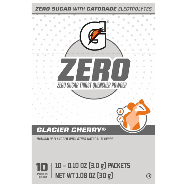 Gatorade Zero Sugar Glacier Cherry Thirst Quencher Powder Sticks - 10 ct