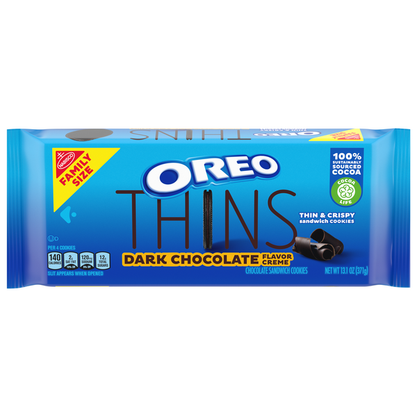 Save on OREO Thins Chocolate Sandwich Cookies Dark Chocolate Family
