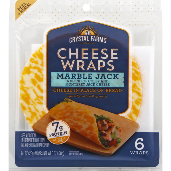 Save on Crystal Farms Cheese Wraps Marble Jack Gluten Free 6 ct Order