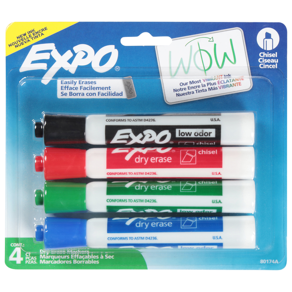 EXPO Dry Erase Markers Low Odor Ink Chisel Tip Assorted Colors