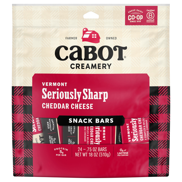 Cabot Vermont Seriously Sharp Cheddar Cheese Snack-Sized Bars - 24 ct
