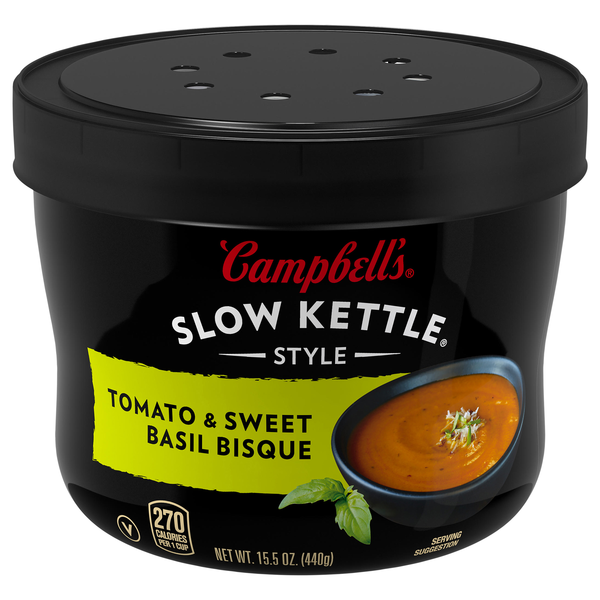 Campbell's Slow Kettle Tomato & Sweet Basil Bisque Soup Microwavable Bowl