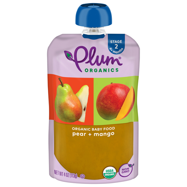 Plum Organics Stage 2 Baby Food Pear + Mango