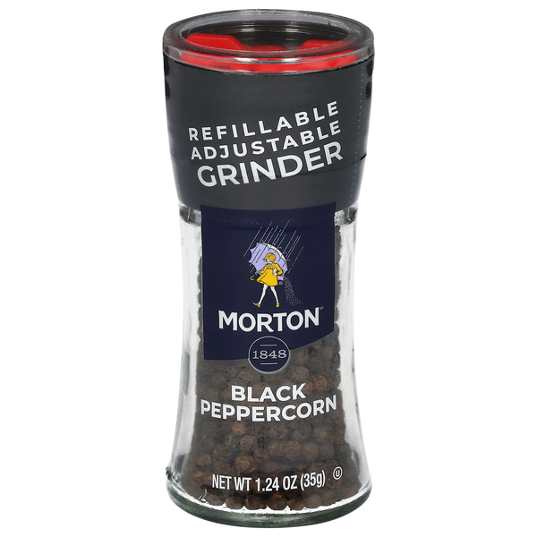 Morton Black Peppercorn Refillable Adjustable Grinder