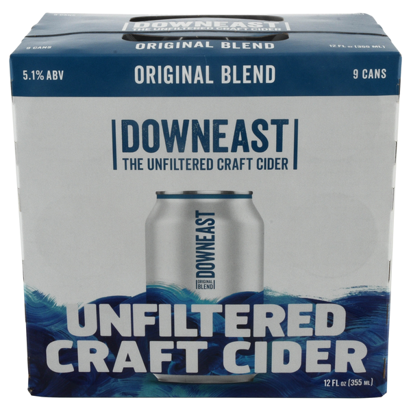 Downeast Unfiltered Original Blend Craft Cider - 9 pk
