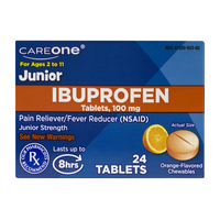 CareOne Junior Strength Pain Fever Organge Ibuprofen Chewable Tablets