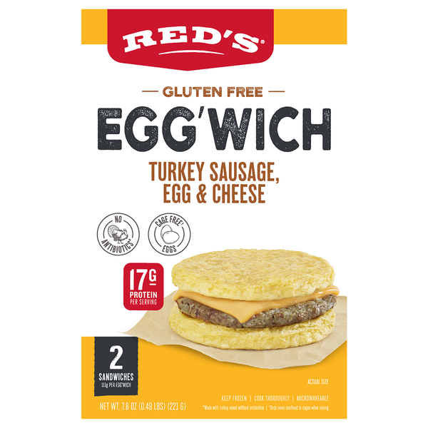 Red's Gluten Free Egg'Wich Turkey Sausage Egg & Cheese Sandwich - 2 ct