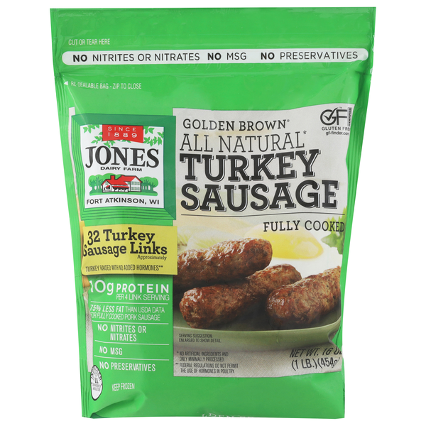 Jones Dairy Farm Golden Brown Turkey Breakfast Sausage Links - apx 32 ct