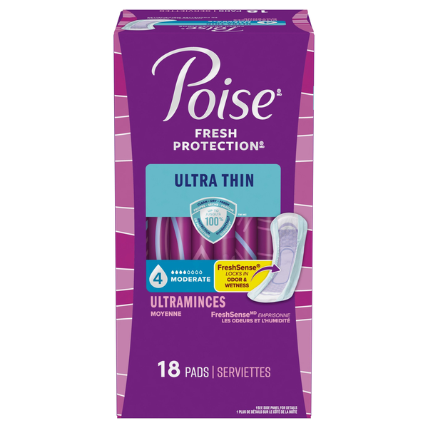 Poise Incontinence Pads Ultra Thin Regular Length Moderate