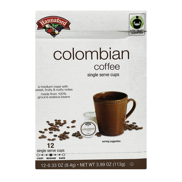 Hannaford Colombian Blend Medium Roast Single Serving Coffee Cups