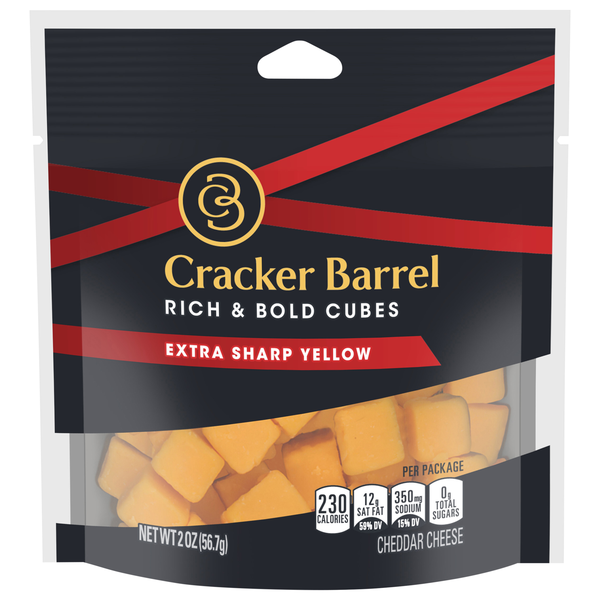 Cracker Barrel Extra Sharp Yellow Cheddar Snacking Cubes Refrigerated
