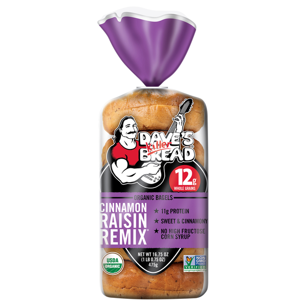 Dave's Killer Bread Organic Cinnamon Raisin Remix Whole Grain Bagels 5 ct