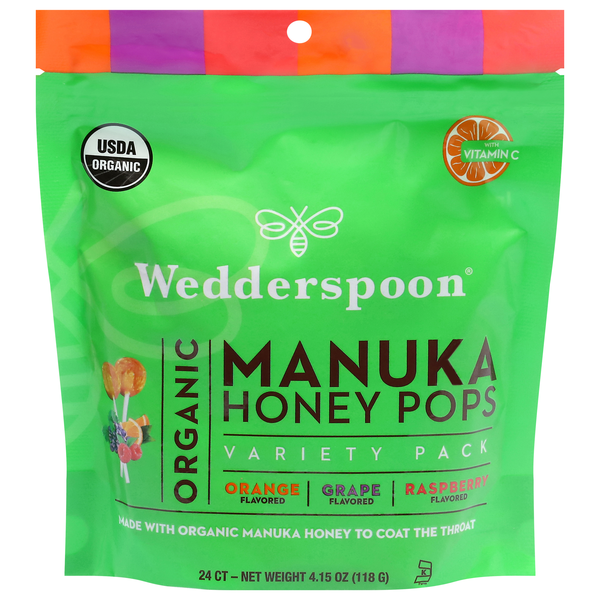 Wedderspoon Organic Variety Pack Manuka Honey Lollipops - 24 ct