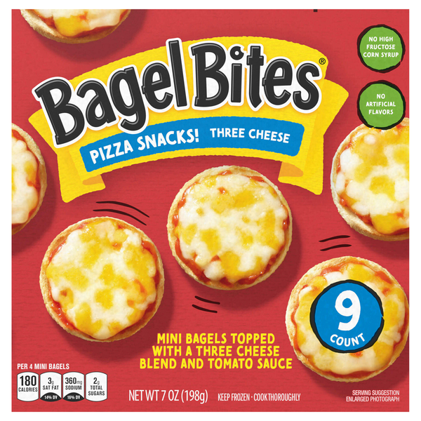 Bagel Bites Three Cheese Mini Pizza Snacks - 9 ct Frozen