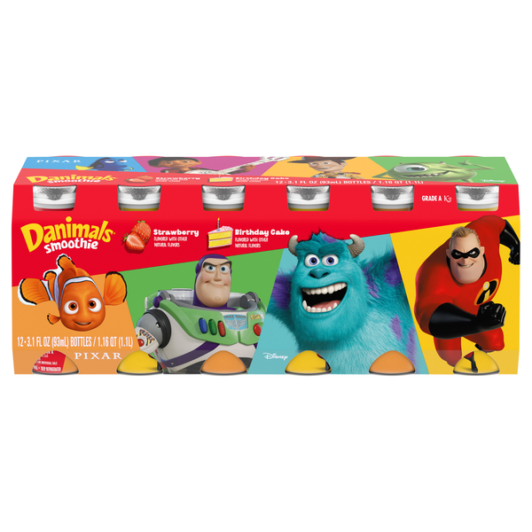 Danimals Smoothie Strawberry & Birthday Cake Yogurt Drink - 12 pk